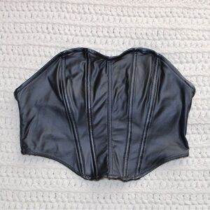 Black Faux Leather Corset Top